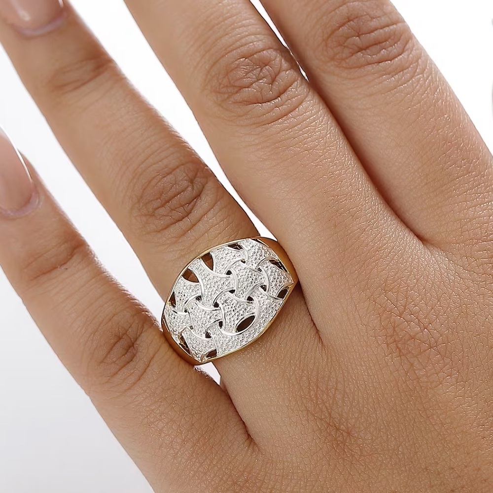 Karis Diamond Accent Fancy Ring in 18K YG Plated and Platinum Bond Size 8 - Picture 3 of 14